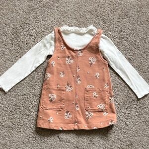 2T Carter's Peach Floral Dress with White Long-Sleeve Top